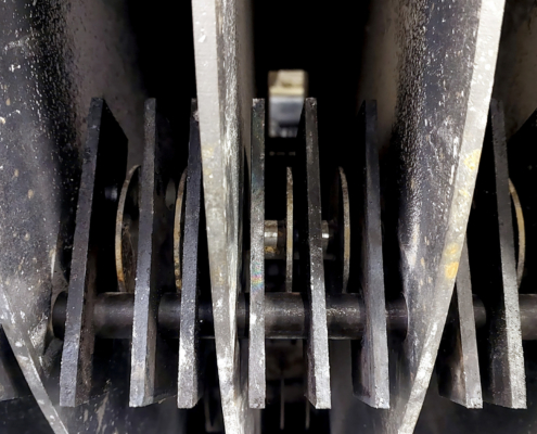 Industrial Grain Crusher Hammers Close-Up Showing Heavy-Duty Design